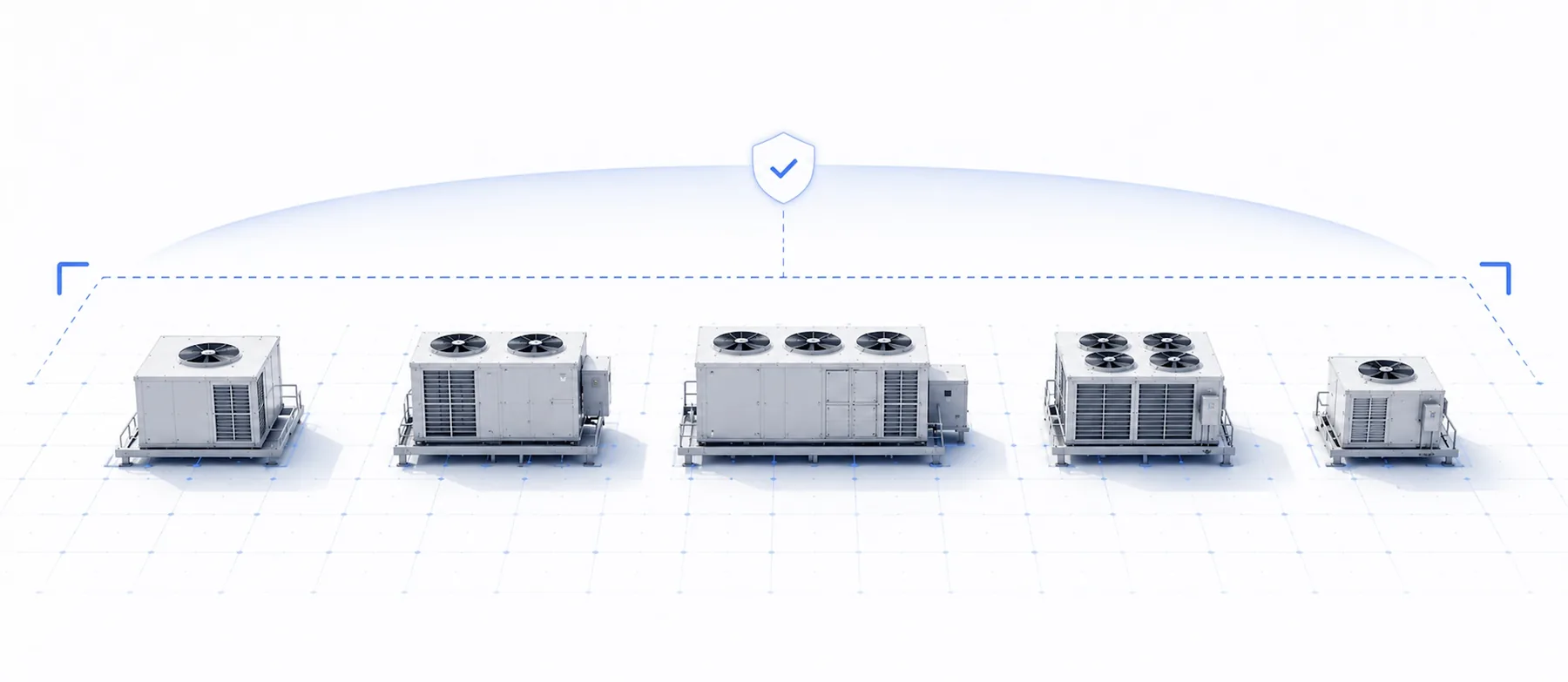 Rooftop HVAC fleet under a single coverage envelope